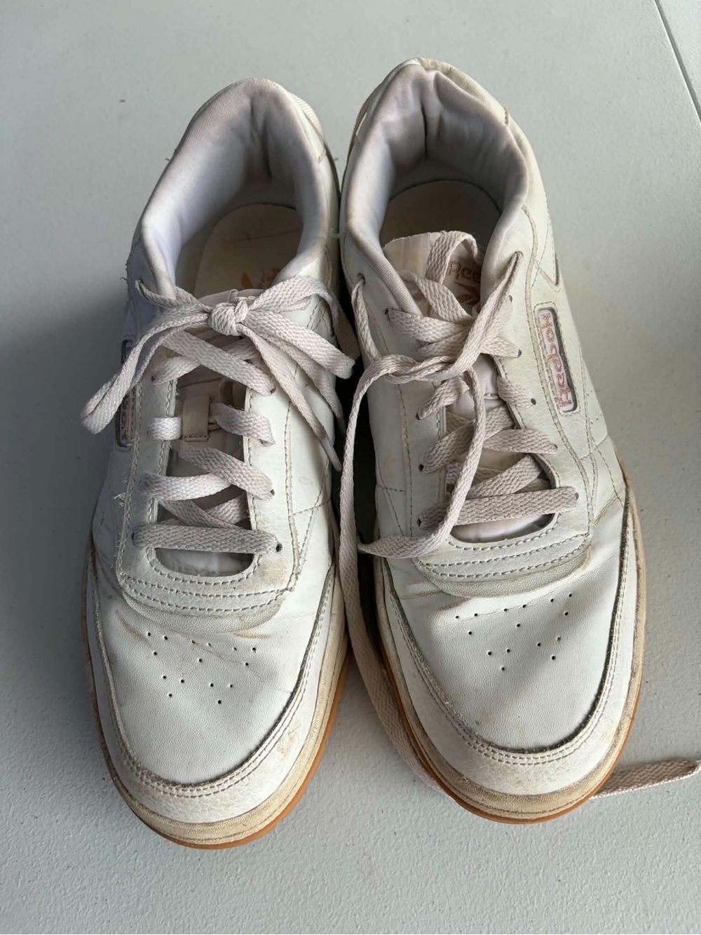Reebok Women's White Sneakers with Tan Outsole